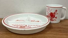 Vitrock Little Bo Peep Divided Dish Toddler Plate & Cup Milk Glass Vintage