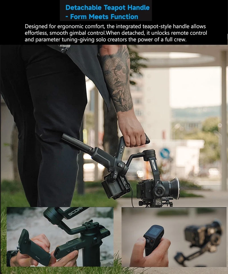 Feiyu SCORP 3 Kit 3-Axis Gimbal Stabilizer w/ AI Tracking & Detachable Handle - Image 3 of 4