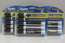 Expo Dry Erase Markers Black Chisel Tip Low Odor Lot of 15 NEW 3 x Pack Of 5