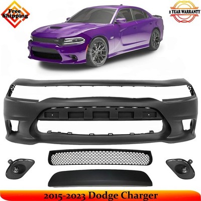 Front Bumper Cover Fascia & Grille Assembly Kit For 2015-2023 Dodge Charger