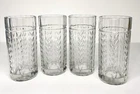 4 Vintage Anchor Hocking Vertical Laurel Leaf 15oz Highball Glasses