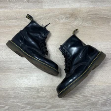 Dr. Martens 1460 Boots Mens Size 8 Black Leather Lace Up Combat Work Style Shoes