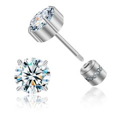 Hypoallergenic G23 Pure Titanium Earrings, 20G Implant Grade Flatback 5A Cubic Z