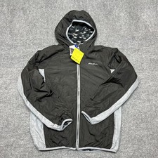 Eddie Bauer Jacket Kids Large 14/16 Black Reversible Fleece Hooded Windbreaker