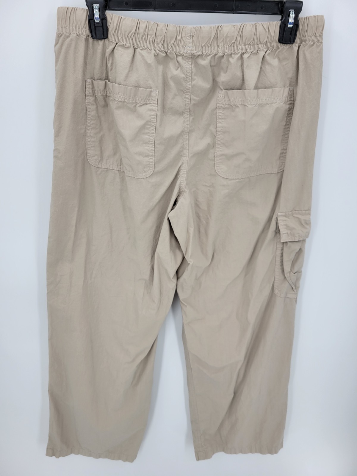 Aerie Pants Womens Large Tan Wide Leg Cargo Pull On Beachy Boho Casual Utility