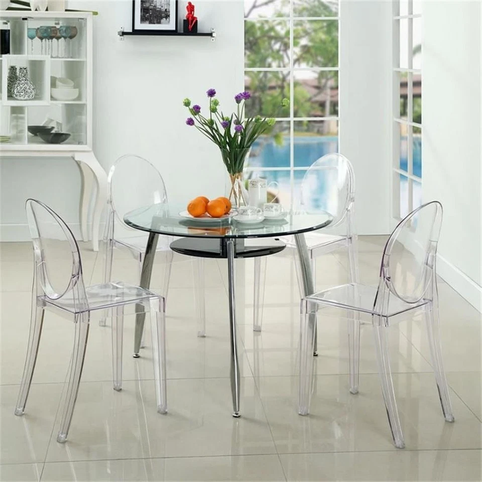 Modway Casper 19" Modern Plastic Dining Side Chair in Clear Finish - Image 3 of 4
