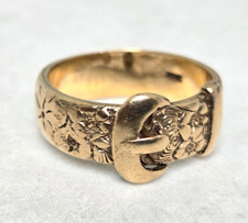 9ct Yellow Gold Ring Belt Buckle Hallmarked Weight 8.6g Ring Size V