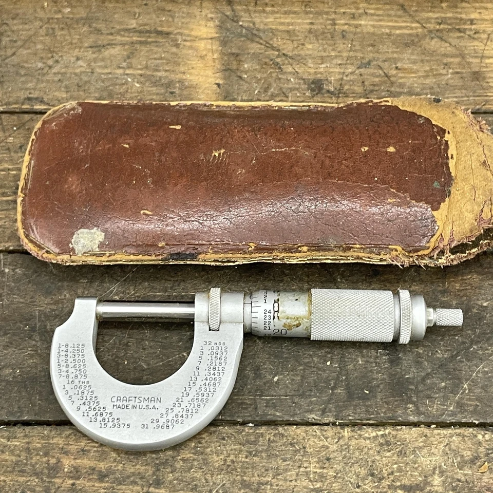 Micrómetro exterior vintage Craftsman de 0-1 pulgadas con estuche hecho en EE. UU. Precisión Foto 3 de 4