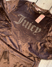 Juicy Couture Brown Large Pajama Set Top Bottom NEW NWT