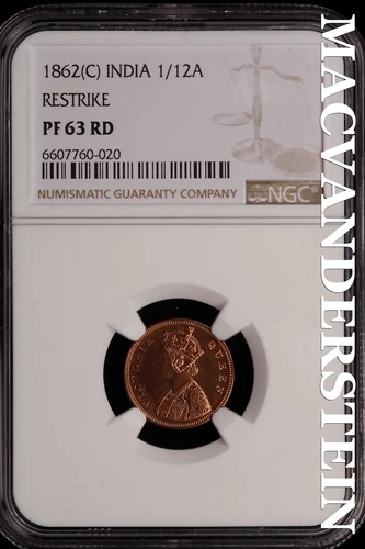 India: 1862(C) 1/12 Anna - NGC PF 63 RD - Scarce  No Reserve  #SLi790