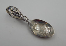 Reed  Barton Sterling Curved Handle Baby Spoon with Cupid Dated 1894