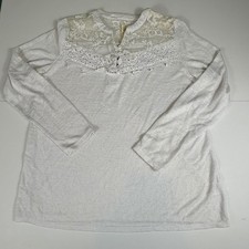 Top Boho Yugo de Encaje Manga Larga Blanco Cottagecore Romántico Campesino L