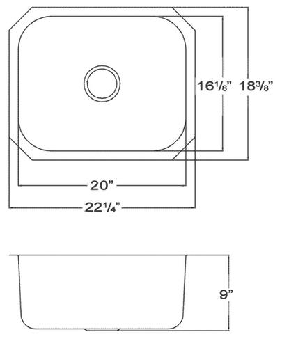 Fregadero de cocina Whitehaus WHNU2016 de acero inoxidable de 20"" con un solo recipiente - Imagen 2 de 2
