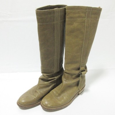Fabio Rusconi Leather Long Boots 38 Approx.9.4'''' Greige Women USED
