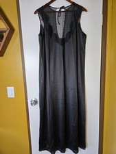 Vintage Black Nightgown With Lace Trim Large