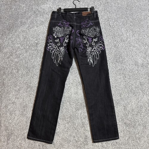 Y2k Inspired Mallgoth Jeans Boys Sz 14 Tattoo Streetwear Grunge Biker Dark Wash - Picture 6 of 10