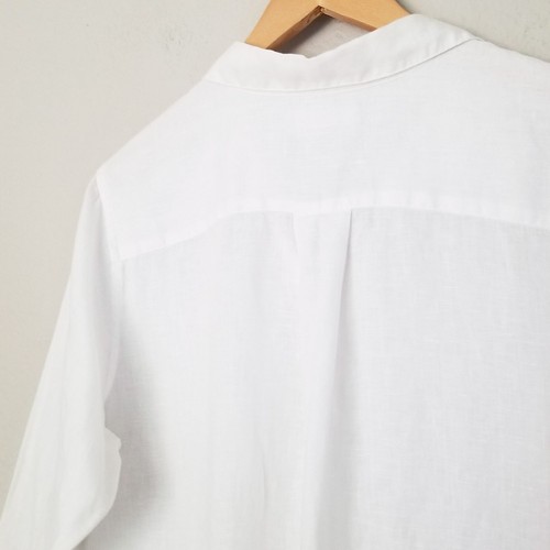 Uniqlo 100% Leinen Weiß Knopfleiste Hemd Damen L Classic Preppy Coastal Beach - Bild 10 von 16