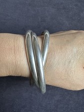 Authentic T&co Hallmark Tiffany&co Sterling Silver Tri Circle Bangle-6.5cm 99g