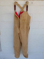 Vtg Walls Blizzard Pruf Insulated Duck Bib/Overalls Tan USA Made 42-44 CL Tall