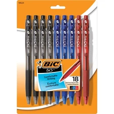 BIC BU3 Retractable Ballpoint Pens Assorted Colors 18 Count Pack 1.0mm