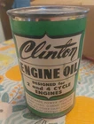 Vintage 1950s CLINTON Engine Oil Can Full 2 & 4 Cylinder Chainsaw Lawn Mowers