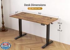 Seang Electric Standing Desk Adjustable Height, 55 x 24 Inch Sit Stand Desk w...
