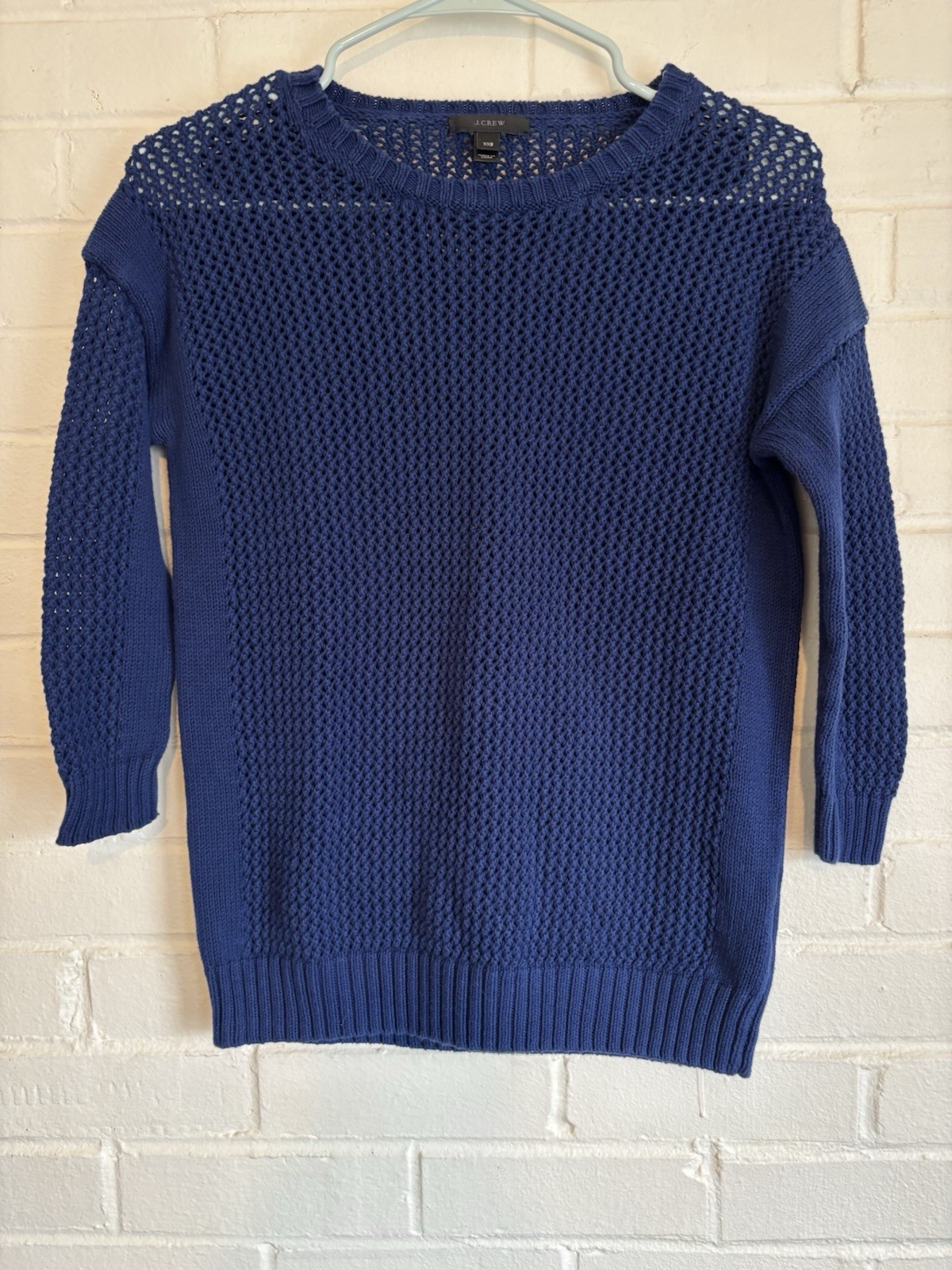 J. Crew Pullover Cable Chunky Knit Crew Neck Navy Blue Sweater, Women’s XXS