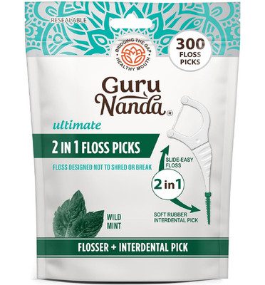 GuruNanda 2 in 1 Dental Floss Picks for Oral Care, PFAS Free   Non-Slip Grip, Sl