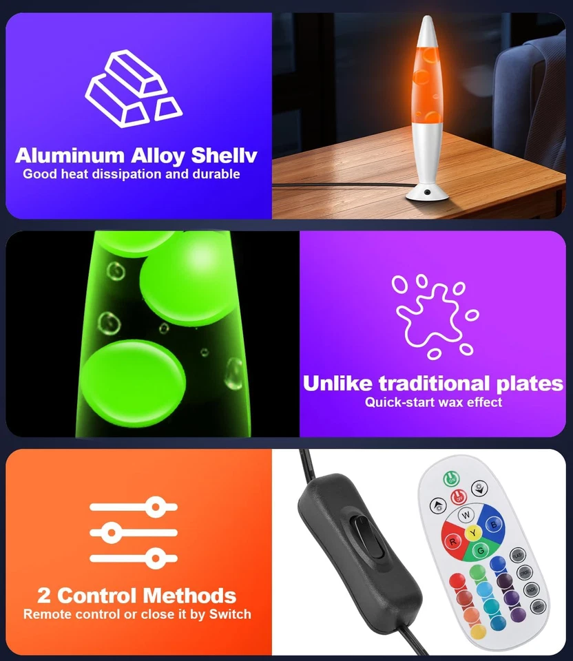 Lampada La LED Con Telecomando, 17 Colori a Ricambio Modalità Automatica, Timer  - Immagine 3 di 4