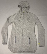 The North Face Women  s Quilted Full Zip Grey Hooded Sweatshirt Jacket Size Small