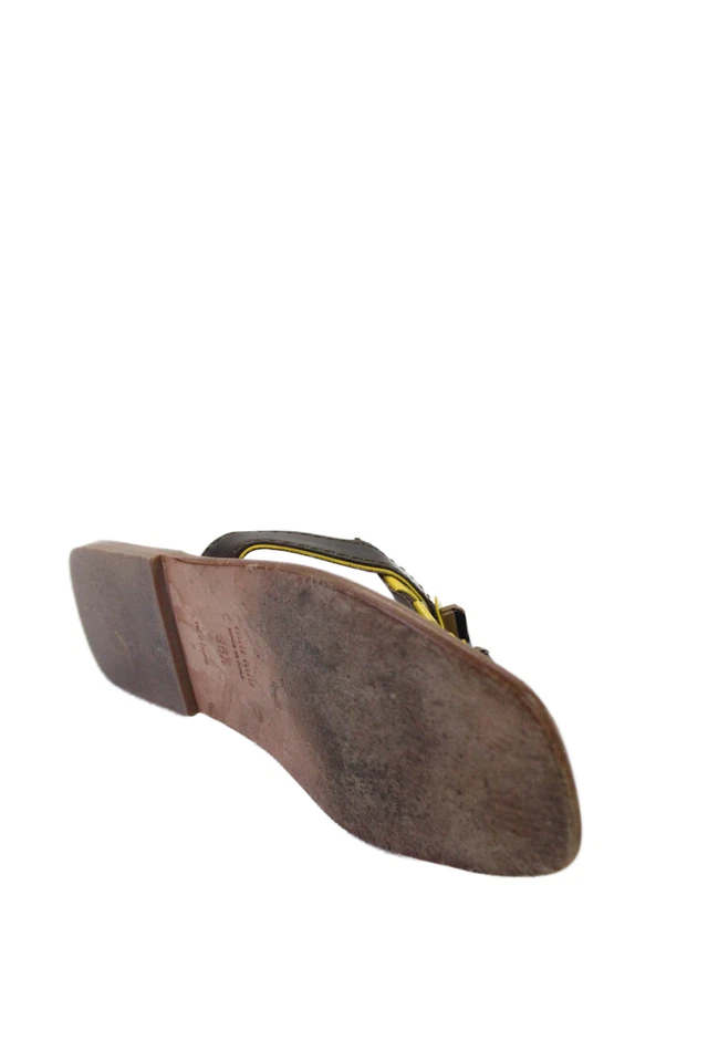 Miu Miu Womens Leather Rhinestone Detail Flip Flops Brown Size EUR 36.5 - Image 4 of 4