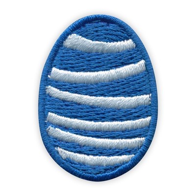 Osterei - blau mit weißen Streifen Aufnäher/Abzeichen bestickt