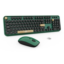 Wireless Keyboard and Mouse Combo 104 Round Keys Cute Colorful Keyboard and M...