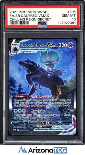 Pokemon 2021 Shadow Rider Calyrex VMAX 205 Alt Art Chilling Reign GEM MT PSA 10