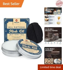 All-Natural Mink Oil Conditioner with Sponge for  Leather Care, 3.52oz