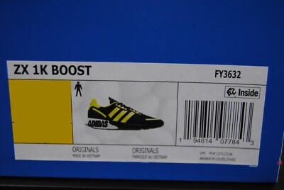 FY3632] NEW MEN'S ADIDAS ZX 1K BOOST CORE BLACK SOLAR YELLOW MATTE