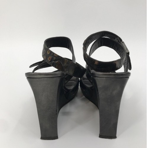 Donald J Pliner ILIA Crocodile Embossed Leather Studded Wedge Sandal Size 8.5 - Picture 7 of 9