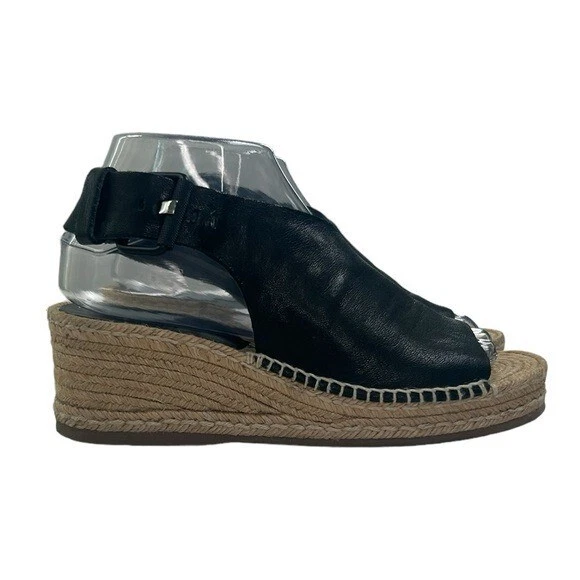 Rag & Bone Women SZ 7/37 Black Leather Crisscross Strappy Espadrille Sandal Boho - Image 2 of 4