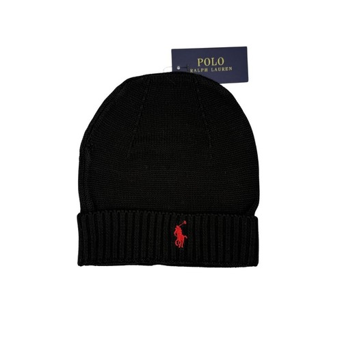 Polo Ralph Lauren Black Pima Cotton Beanie Hat-Lightweight & Non-Stretchable NWT