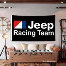 Jeep Flag Banner 3x5 Ft Garage Car Show Wall Gift New!! Man CAVE FREE Shipping