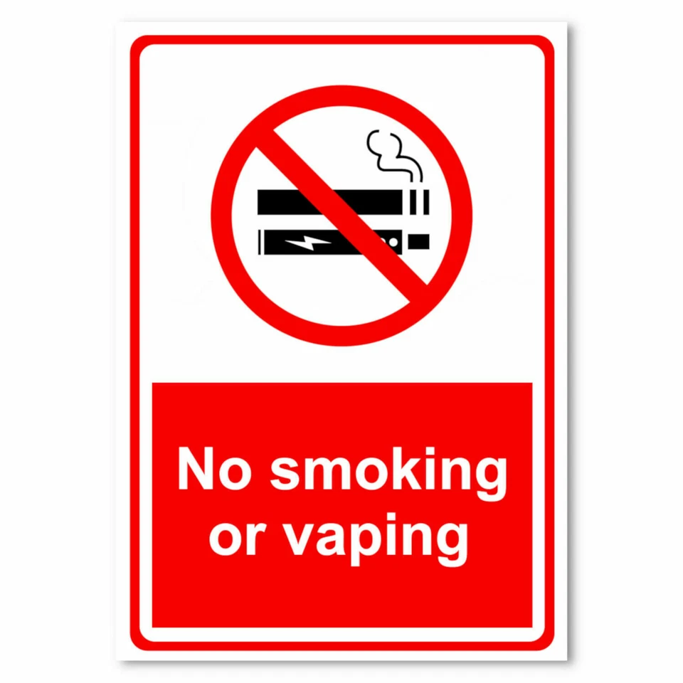 DEVON MADE No Smoking or Vaping Health Safety Signage Workplace metal park safety sign