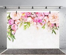 5x3ft Mother's Day Backdrop Rustic Pink White Floral Flower Lace Green Plant ...