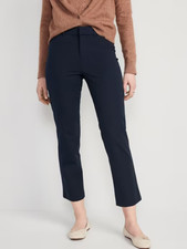 Old Navy High Rise Pixie Straight Ankle Pants Womens 8 Petite Navy Stretch NEW
