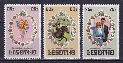 LESOTHO MNH #335-337 WEDDING ISSUE PRINCE CHARLES & LADY DIANA