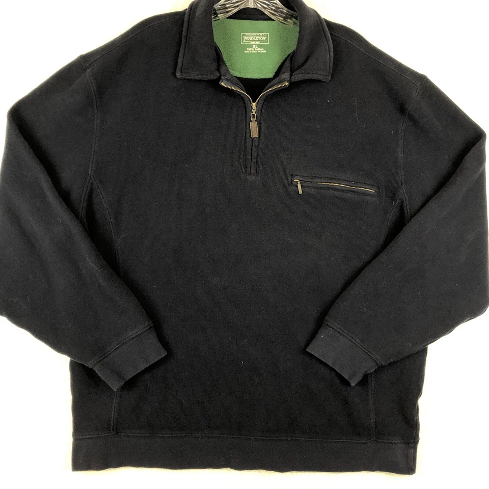 Pendleton 1/4 Zip Pullover Long Sleeve Sweater Men Size XL Navy Blue Cotton - Image 4 of 4