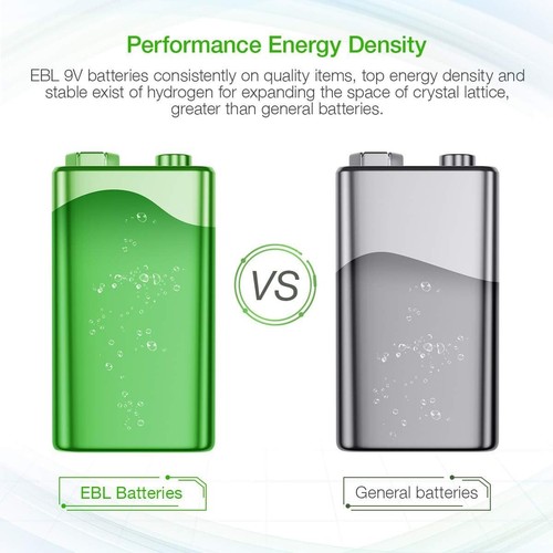 EBL 9V Rechargeable Batteries NiMH 280mAh for Smoke Alarm Detector, 4-Packs - Picture 4 of 7