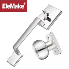 Front Door Handle With Door Knob Interior Exterior Reversible Lever No Lock Set