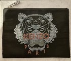 KENZO Paris Leather Back- Black Tiger Embroidered Woven Clutch Purse Authentic