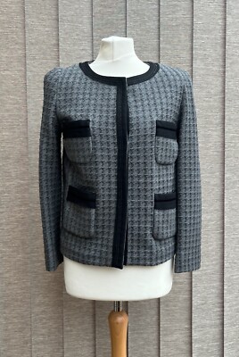 Marella By Max Mara Grey Waffle Textured Blazer Jacket UK 12 Smart Preppy Boxy