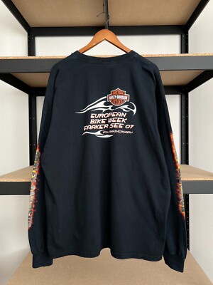 トップス 2007 HARLEY DAVIDSON long sleeve tee Vintage 2007 Harley Davidson Bike Week Flame Long Sleeve T-shirt